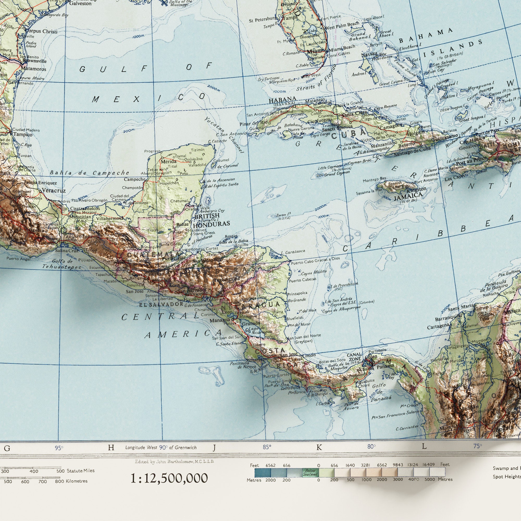 Poster México e América Central: MAPA detalhado de 1961..