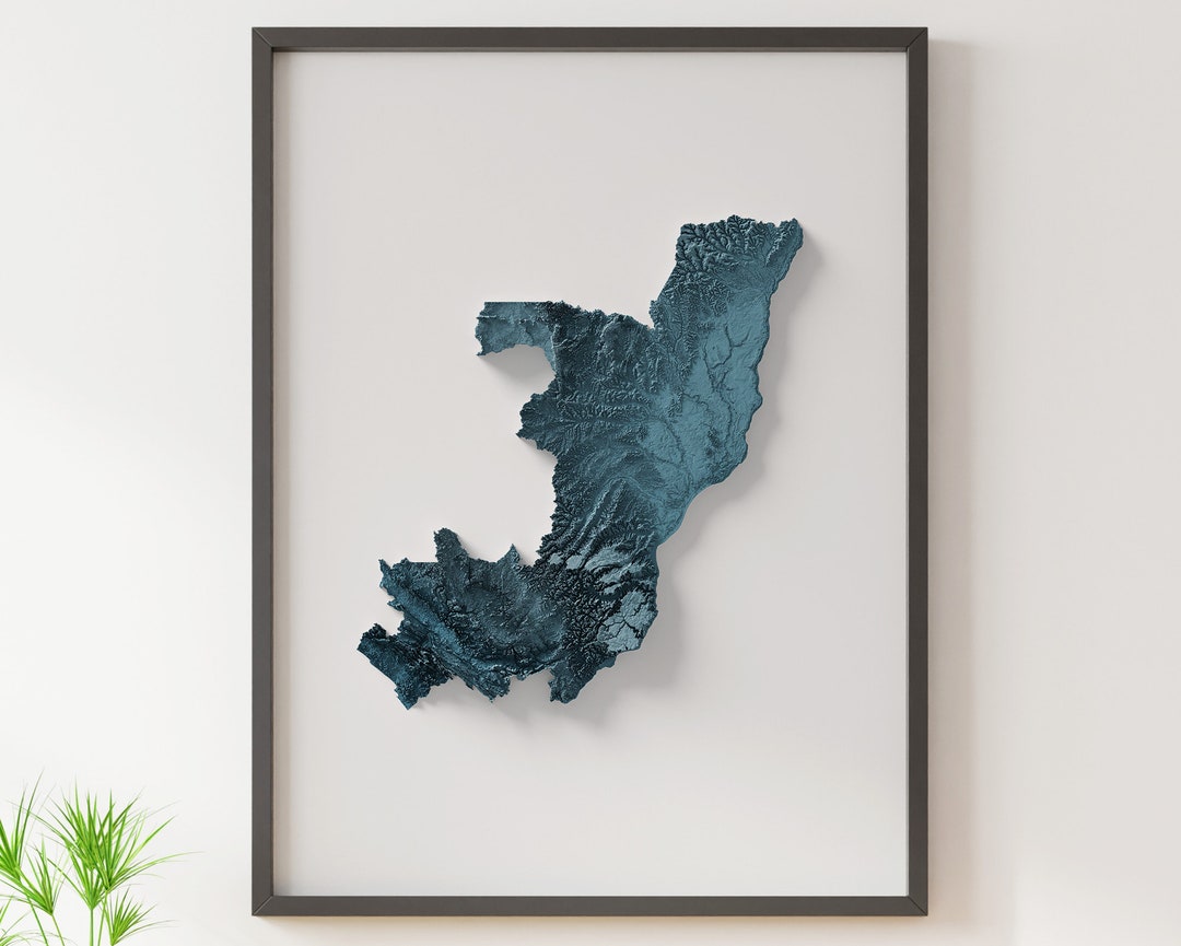 Congo - Shaded Relief Map - Natural Topography - Etsy