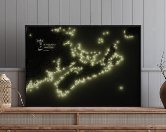 Faróis das Marítimas, Canadá - Mapa de Relevo Sombreado Moderno - Arte de Parede