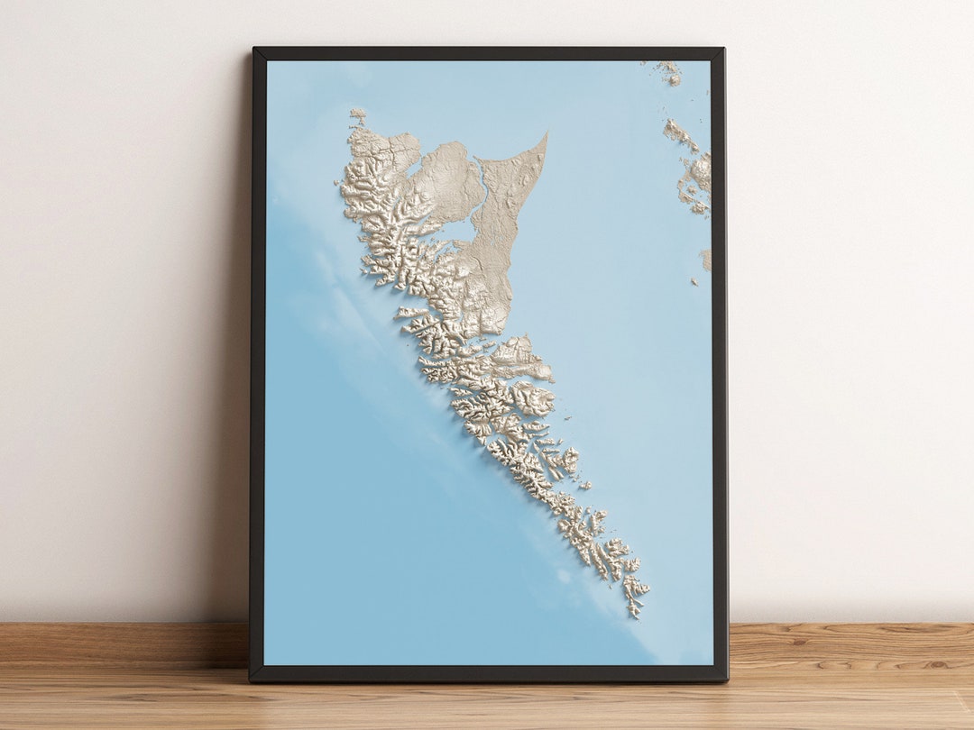Haida Gwaii, British Columbia - Shaded Relief Map - Islands and Coastal ...