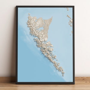 Haida Gwaii, Colombie-Britannique - Carte en relief ombrée - Cartes des îles et des côtes