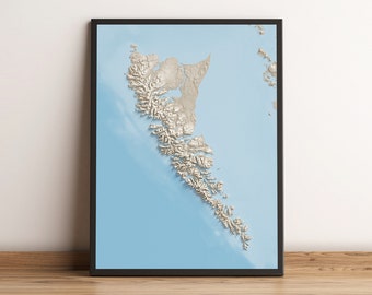 Haida Gwaii, British Columbia - Shaded Relief Map - Islands and Coastal Maps