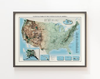 National Parks of The U.S.A. - Topographic Map
