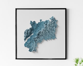 Condado de Gloucestershire, Inglaterra: mapa en relieve sombreado: topografía natural