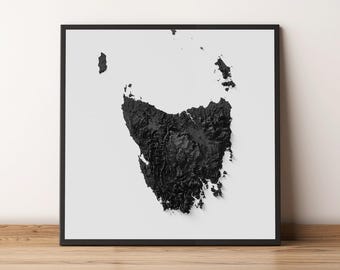 Tasmania - Shaded Relief Map - Natural Topography