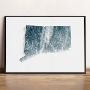 Connecticut - Shaded Relief Map - Natural Topography
