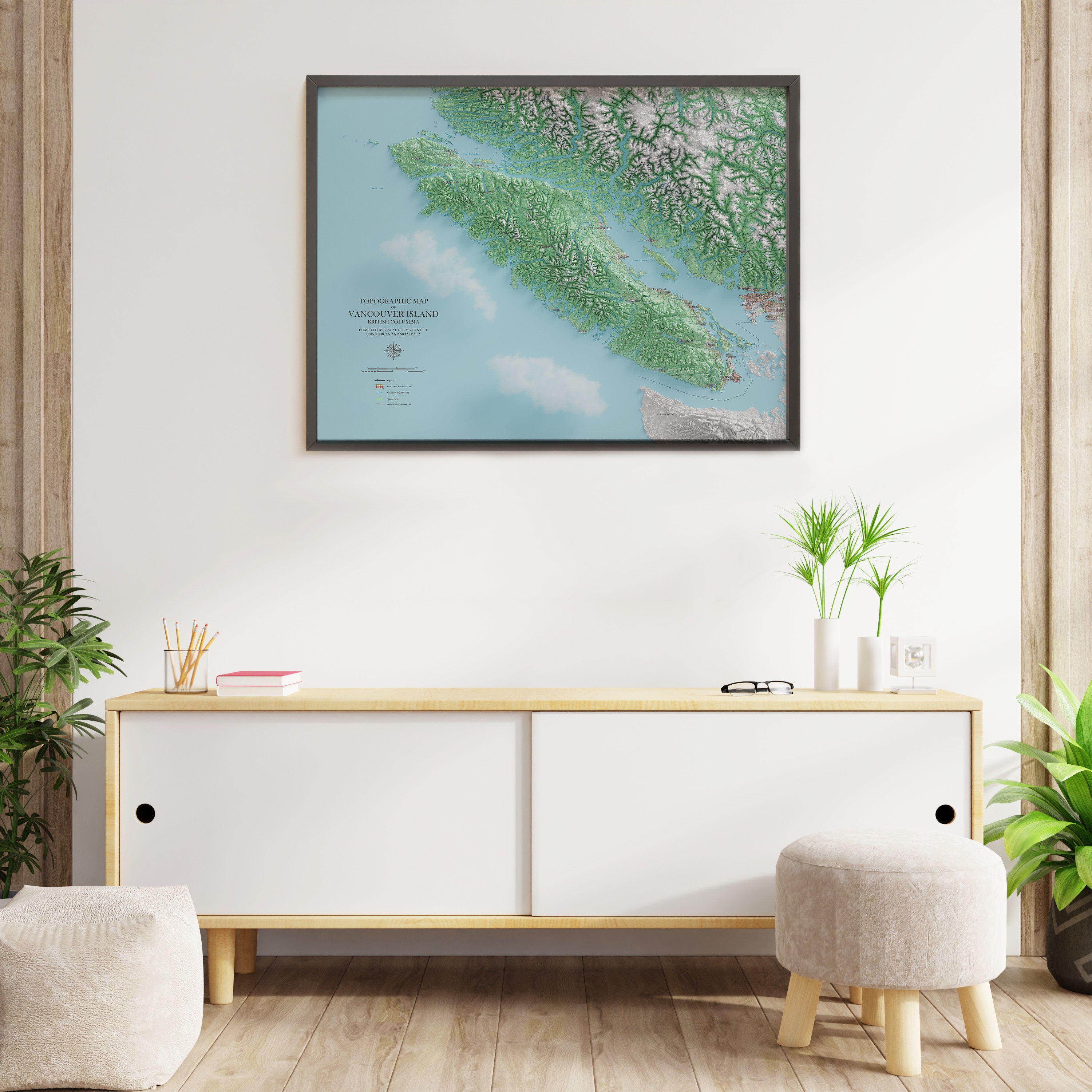 Vancouver Island Topographic Map Shaded Relief Map - Etsy