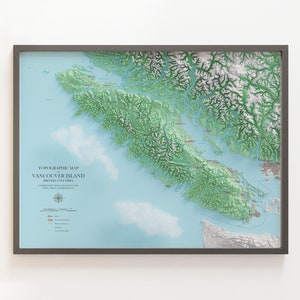 Île de Vancouver - Carte topographique - Carte en relief ombrée