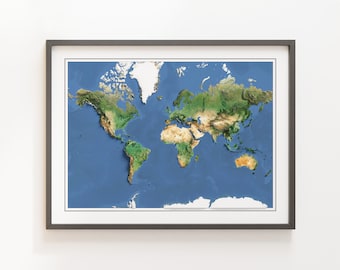 The World w/o Oceanfloor - Shaded Relief Map - Imagery