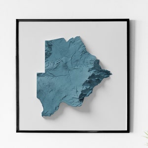 Botswana - Shaded Relief Map - Natural Topography