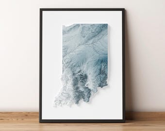 Indiana, USA - Carte en relief ombragé - Topographie naturelle