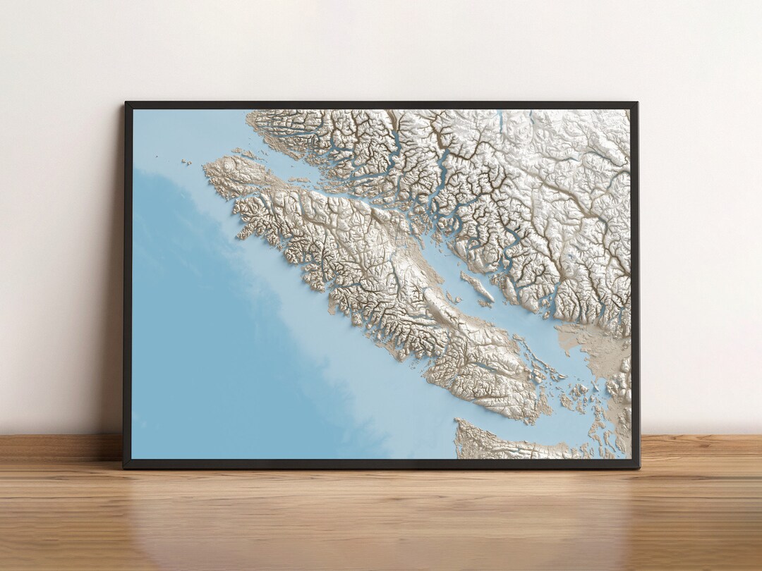 Vancouver Island, British Columbia - Shaded Relief Map - Islands and ...