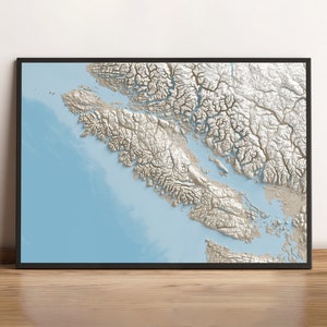 Île de Vancouver, Colombie-Britannique - Carte en relief ombrée - Cartes des îles et des côtes