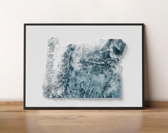 Oregon - Shaded Relief Map - Natural Topography