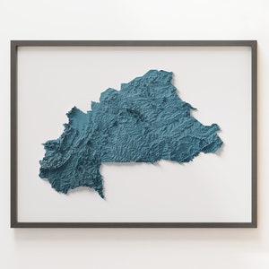 Burkina Faso - Shaded Relief Map - Natural Topography