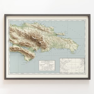 Dominikanische Republik Vintage topographische Karte (um 1910) - Vintage topographische Karte