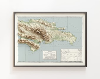 Dominican Republic Vintage Topographic Map (c.1910) - Vintage Topographic Map