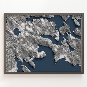 Lunenburg, Nouvelle-Écosse - Carte en relief ombrée - Topographie détaillée