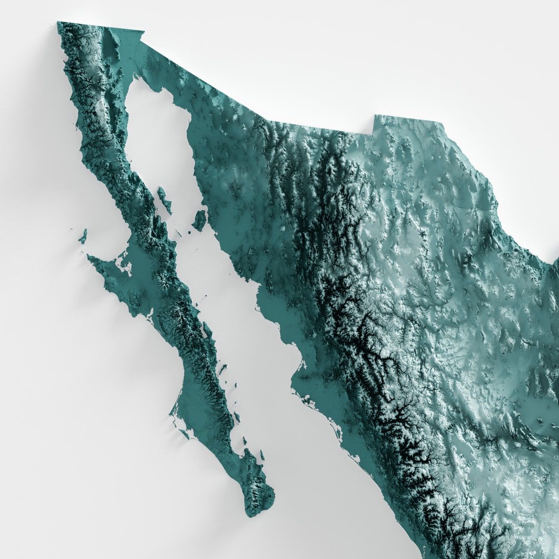Mexico Shaded Relief Map Natural - Etsy