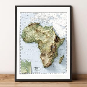 Africa (c.1895) - Vintage Topographic Map
