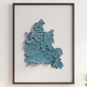 Oxfordshire County, England - Shaded Relief Map - Natural Topography