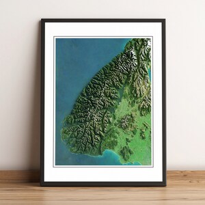Fiordland, New Zealand - Shaded Relief Map - Imagery