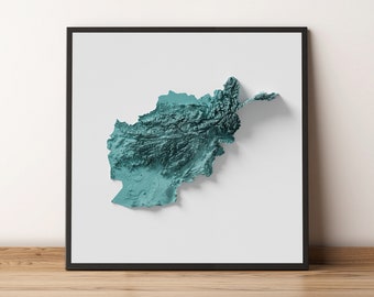 Afghanistan - Shaded Relief Map - Natural Topography