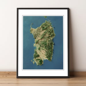 Sardegna, Italy - Shaded Relief Map - Imagery