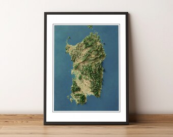 Sardegna, Italy - Shaded Relief Map - Imagery