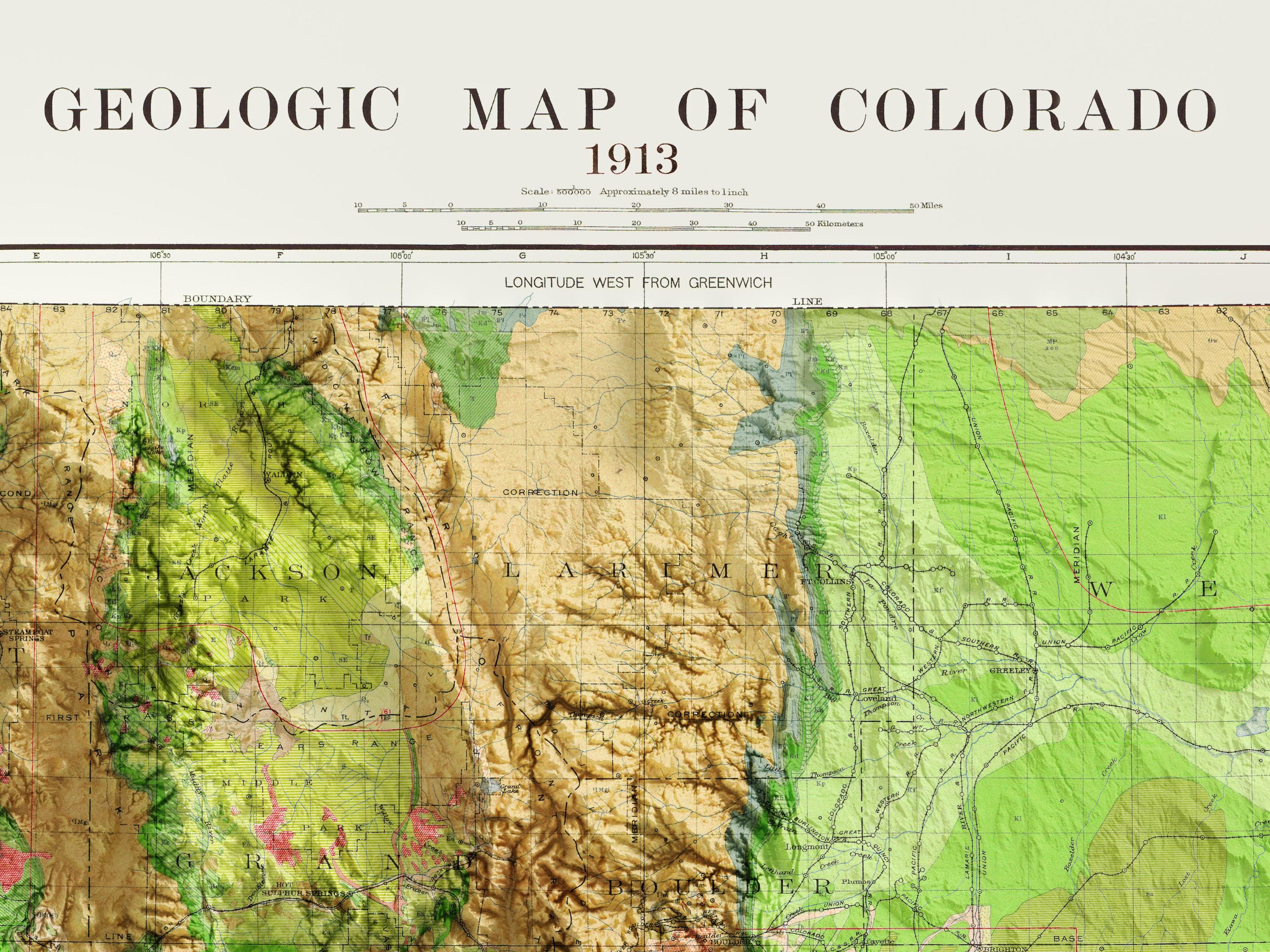 Geological Map of Colorado - Vintage - Shaded Relief Map - Etsy