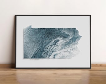 Pensilvânia - Mapa de Relevo Sombreado - Topografia Natural
