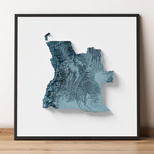 Angola - Shaded Relief Map - Natural Topography