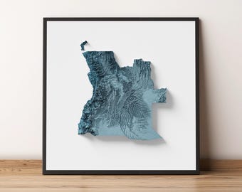 Angola - Shaded Relief Map - Natural Topography