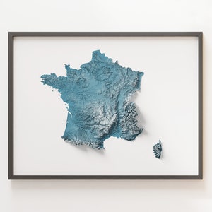 France - Carte en relief ombrée - Topographie naturelle