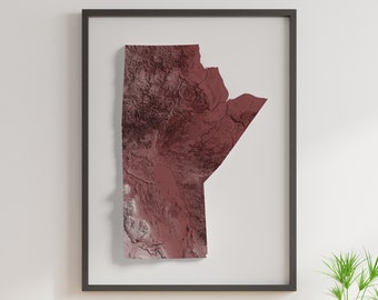 Manitoba - Shaded Relief Map