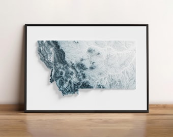 Montana - Shaded Relief Map - Natural Topography