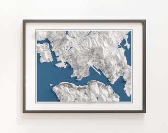 Hong Kong - Shaded Relief Map - Detailed Topography