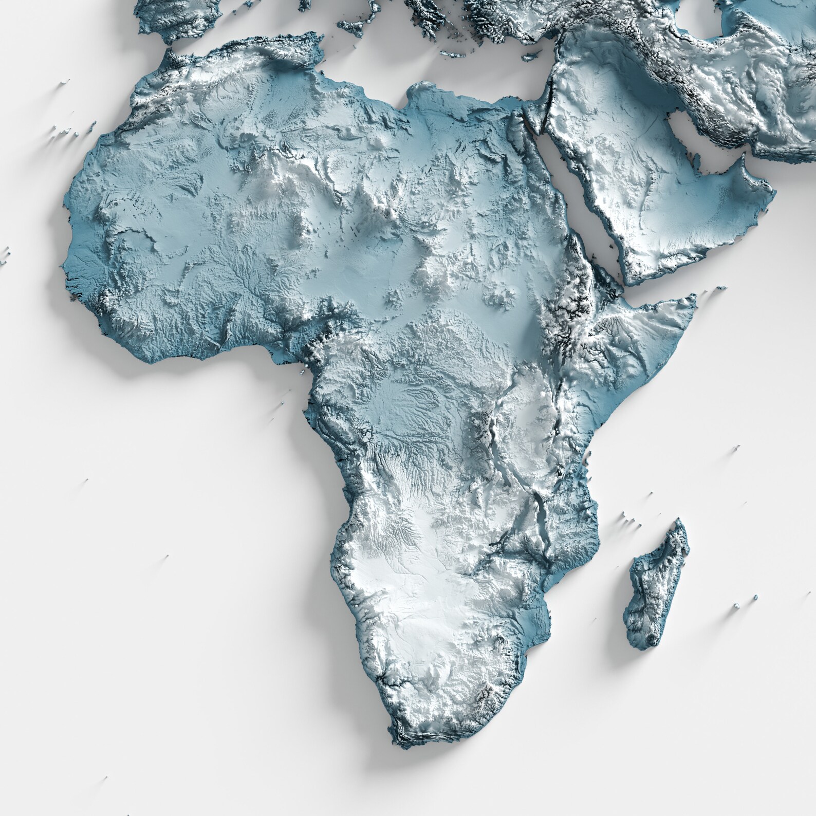 The World - Shaded Relief Map - Natural Topography - Etsy