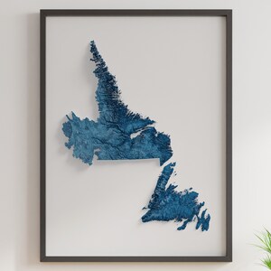 Terre-Neuve-et-Labrador - Carte en relief ombragé - 4 variations de couleurs