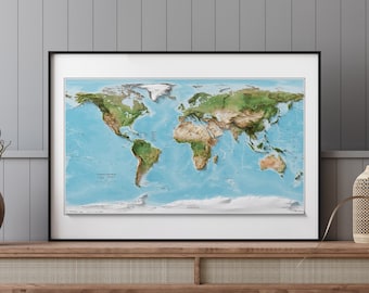 Countries of the World Map - Shaded Relief Map