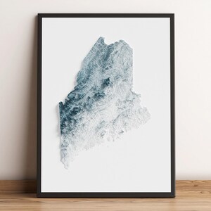 Maine - Shaded Relief Map - Natural Topography