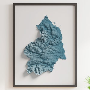 Northumberland County, England - Shaded Relief Map - Natural Topography
