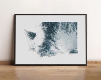 Washington State - Shaded Relief Map - Natural Topography