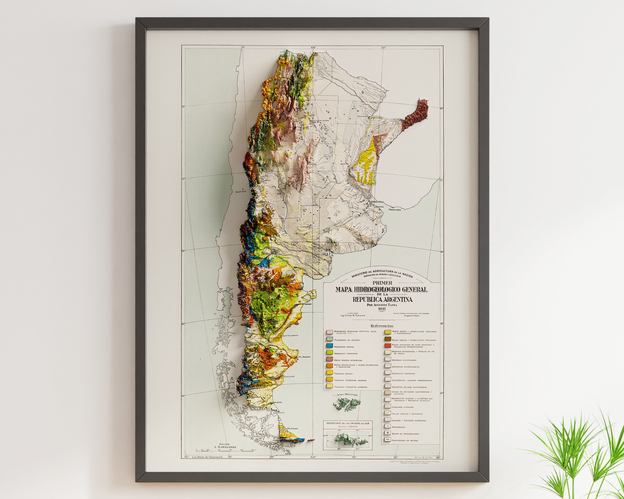 Geological Map of Argentina Vintage Geology Map Shaded