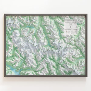 Les champs de glace Columbia et Clemenceau, Alberta et Colombie-Britannique, Canada - Carte topographique - Carte en relief ombrée
