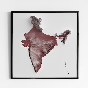 India - Schattierte Reliefkarte - 5 Farbvariationen