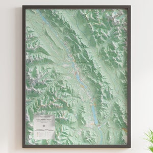 Vallée de la Columbia, Colombie-Britannique, Canada - Carte topographique - Carte en relief ombrée