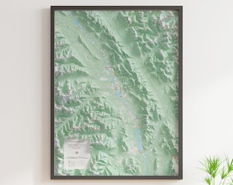 Valle de Columbia, Columbia Británica, Canadá - Mapa topográfico - Mapa de relieve sombreado