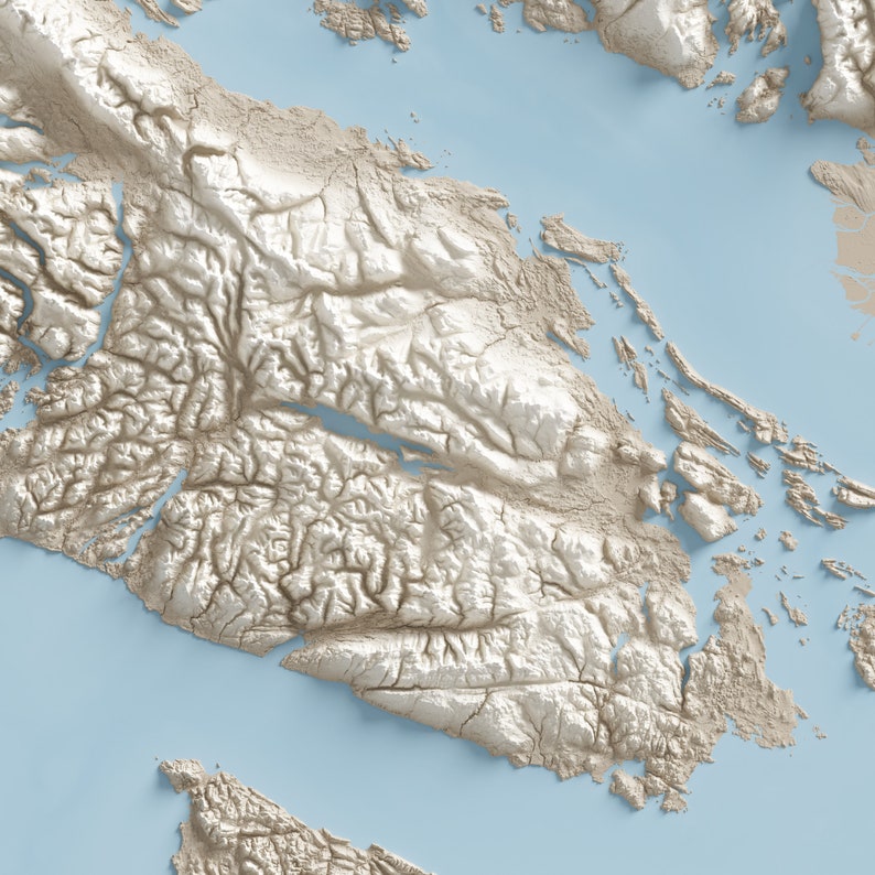 Vancouver Island, British Columbia - Shaded Relief Map - Islands and ...