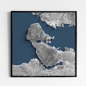 Vancouver - Carte en relief ombrée - Topographie détaillée